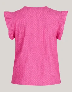 Shoeby Crinkle Ruffle Top Roze<DAMES Tops