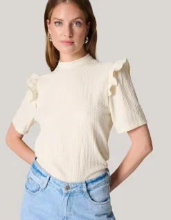 Shoeby Crinkle Ruffle Top Wit<DAMES Tops