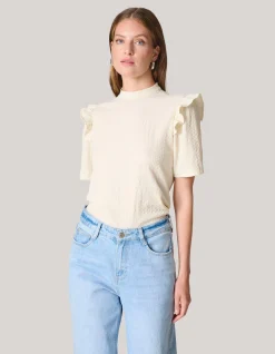 Shoeby Crinkle Ruffle Top Wit<DAMES Tops