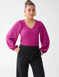 Shoeby Crinkle Top Paars<DAMES Tops
