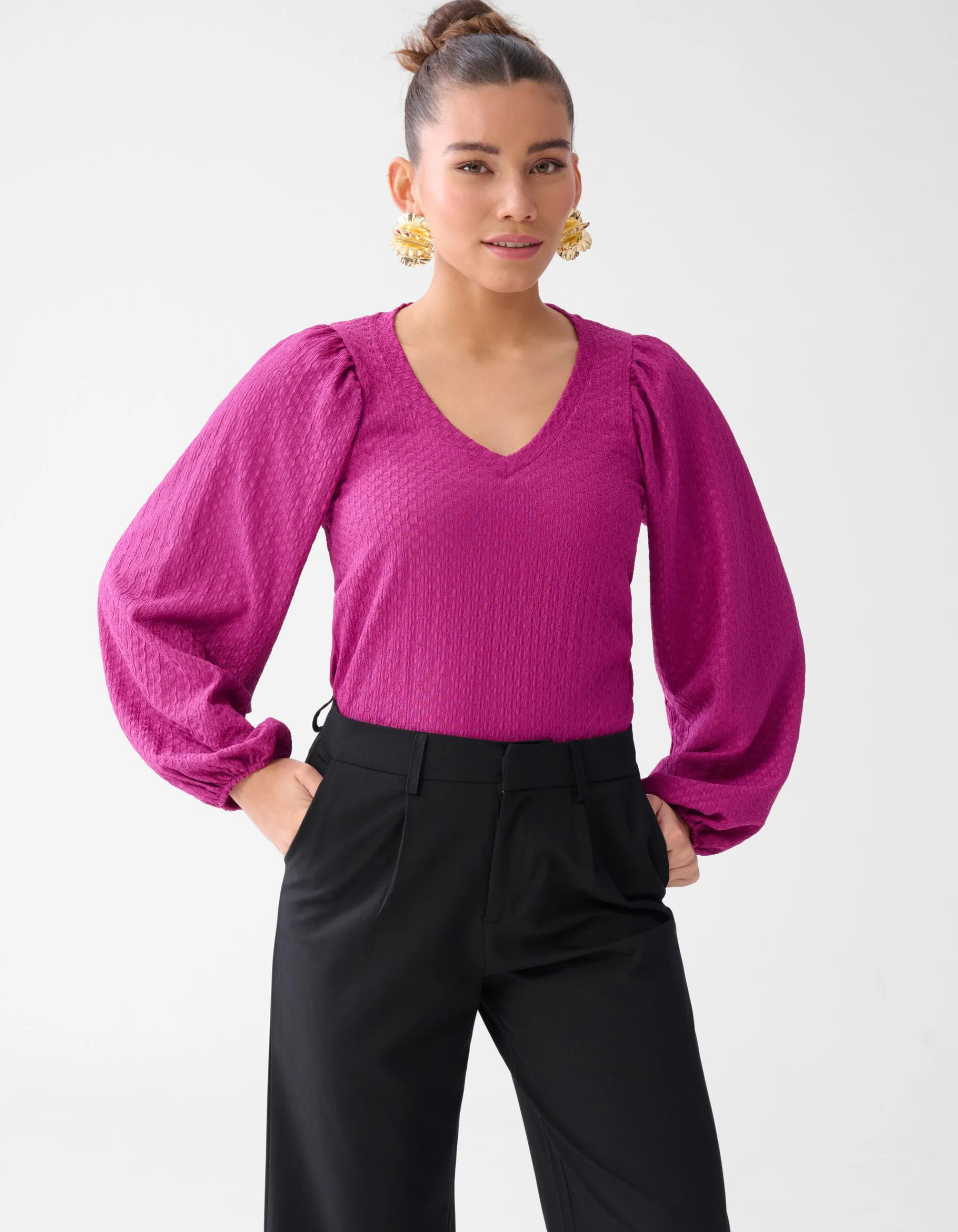 Shoeby Crinkle Top Paars<DAMES Tops