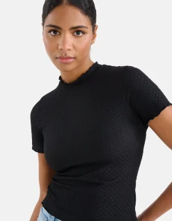 Shoeby Crinkle Top Zwart<DAMES Tops