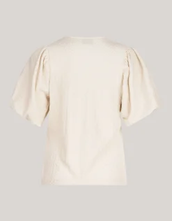 Shoeby Crinkle T-shirt Gebroken Wit<DAMES T-Shirts