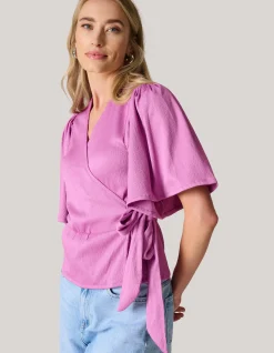 Shoeby Crinkle Wrap Top Roze<DAMES Tops