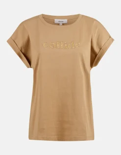 Shoeby Crochet Tekst T-shirt Lichtbruin<DAMES T-Shirts
