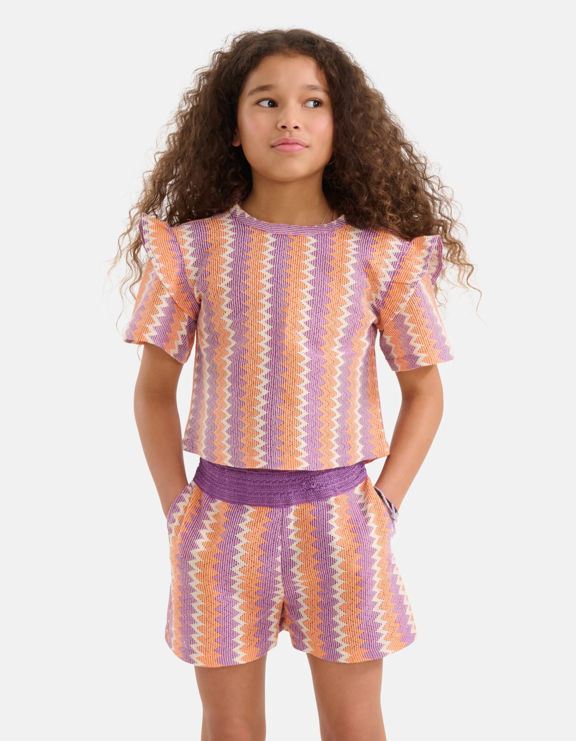 Shoeby Crochet Top Paars< Tops Korte Mouw