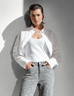 Shoeby Cropped Poplin Blouse Wit<DAMES Blouses