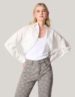 Shoeby Cropped Poplin Blouse Wit<DAMES Blouses