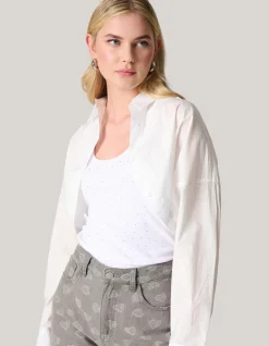 Shoeby Cropped Poplin Blouse Wit<DAMES Blouses