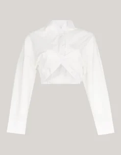 Shoeby Cropped Poplin Blouse Wit<DAMES Blouses