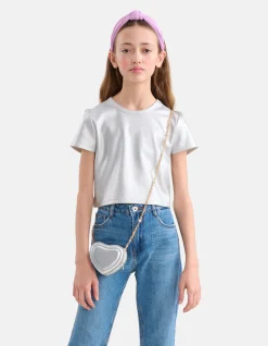 Shoeby Cropped Top Zilver< Tops Korte Mouw