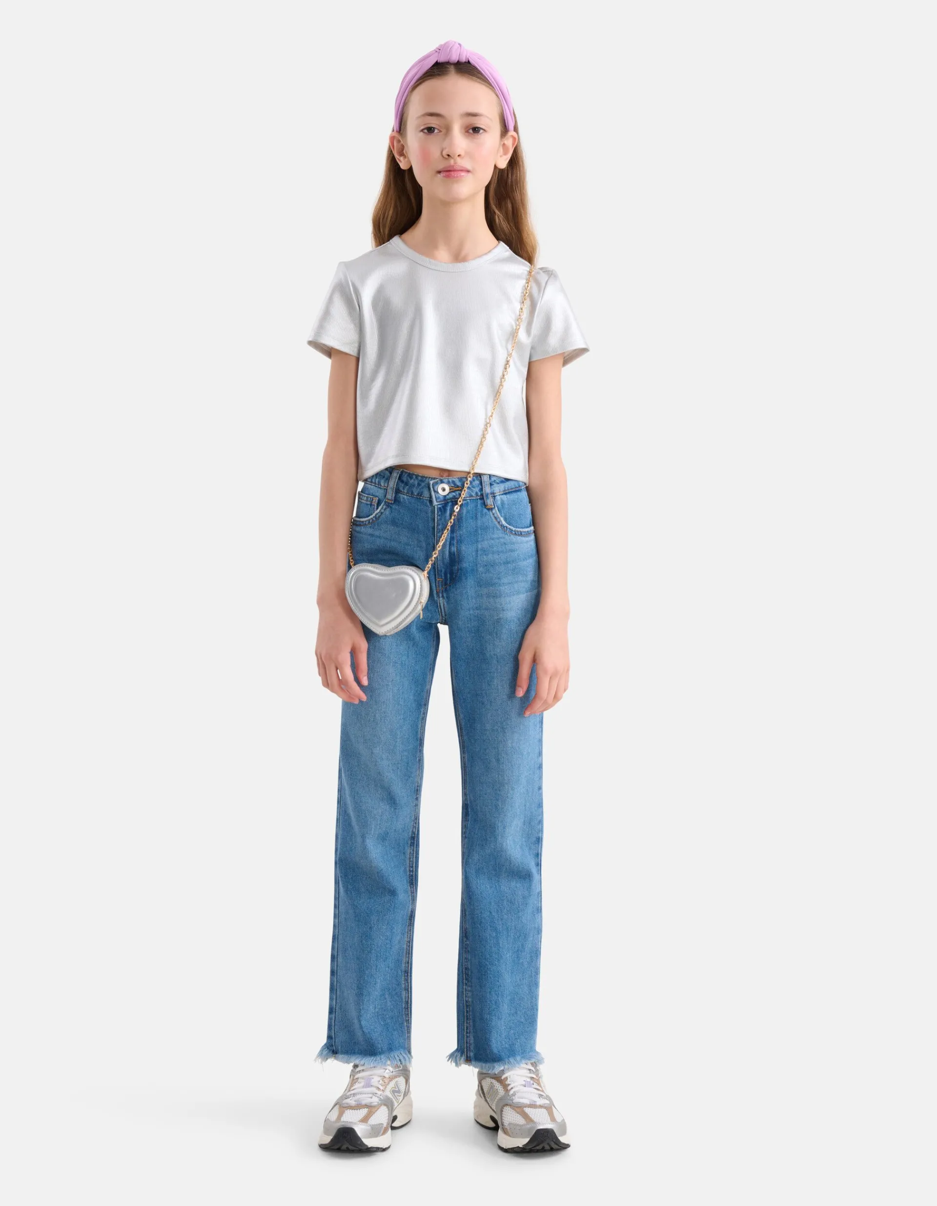 Shoeby Cropped Top Zilver< Tops Korte Mouw