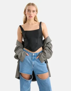 Shoeby Cropped Top Zwart<DAMES Tops