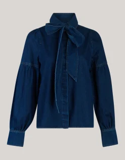 Shoeby Denim Blouse Donkerblauw By Mieke<DAMES Blouses