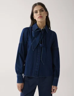 Shoeby Denim Blouse Donkerblauw By Mieke<DAMES Blouses