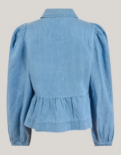 Shoeby Denim Bow Blouse Blauw< Blouses