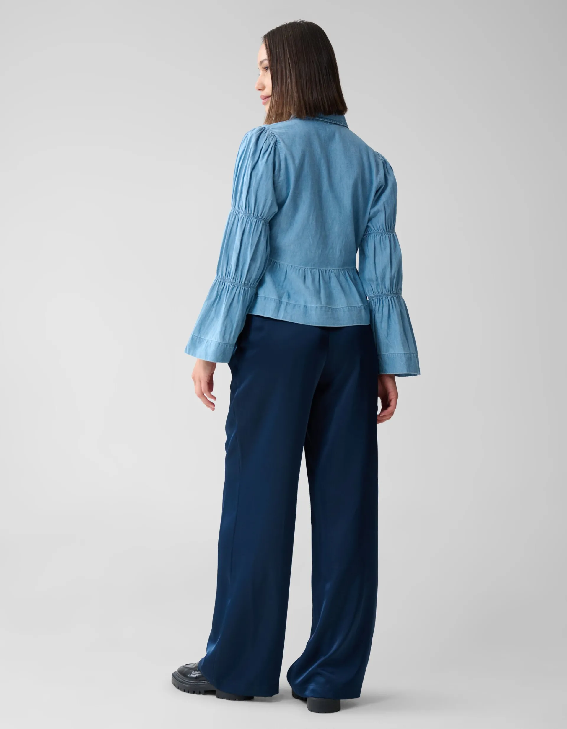 Shoeby Denim Bow Blouse Blauw<DAMES Blouses
