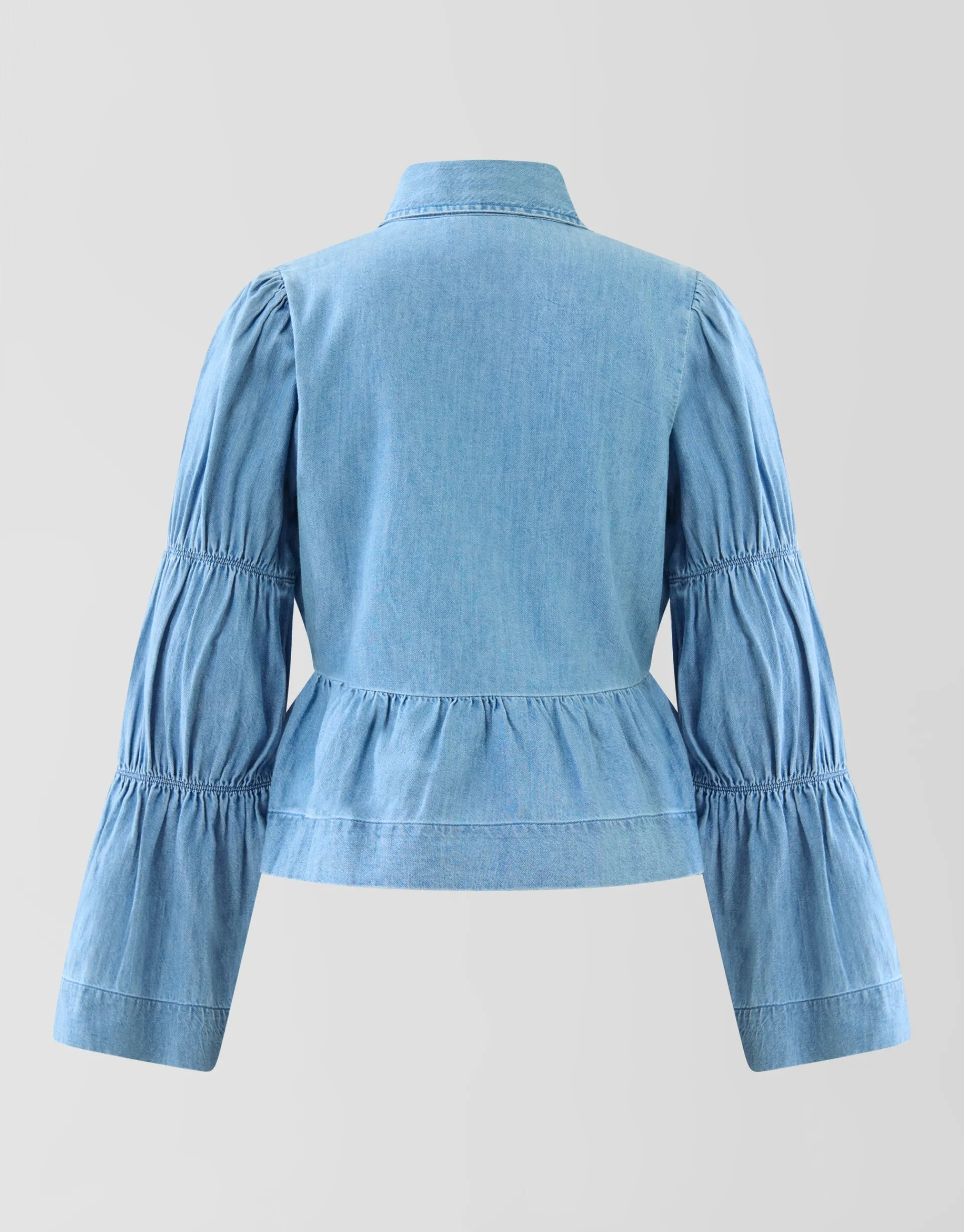 Shoeby Denim Bow Blouse Blauw<DAMES Blouses