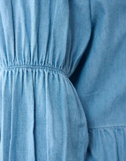 Shoeby Denim Bow Blouse Blauw<DAMES Blouses