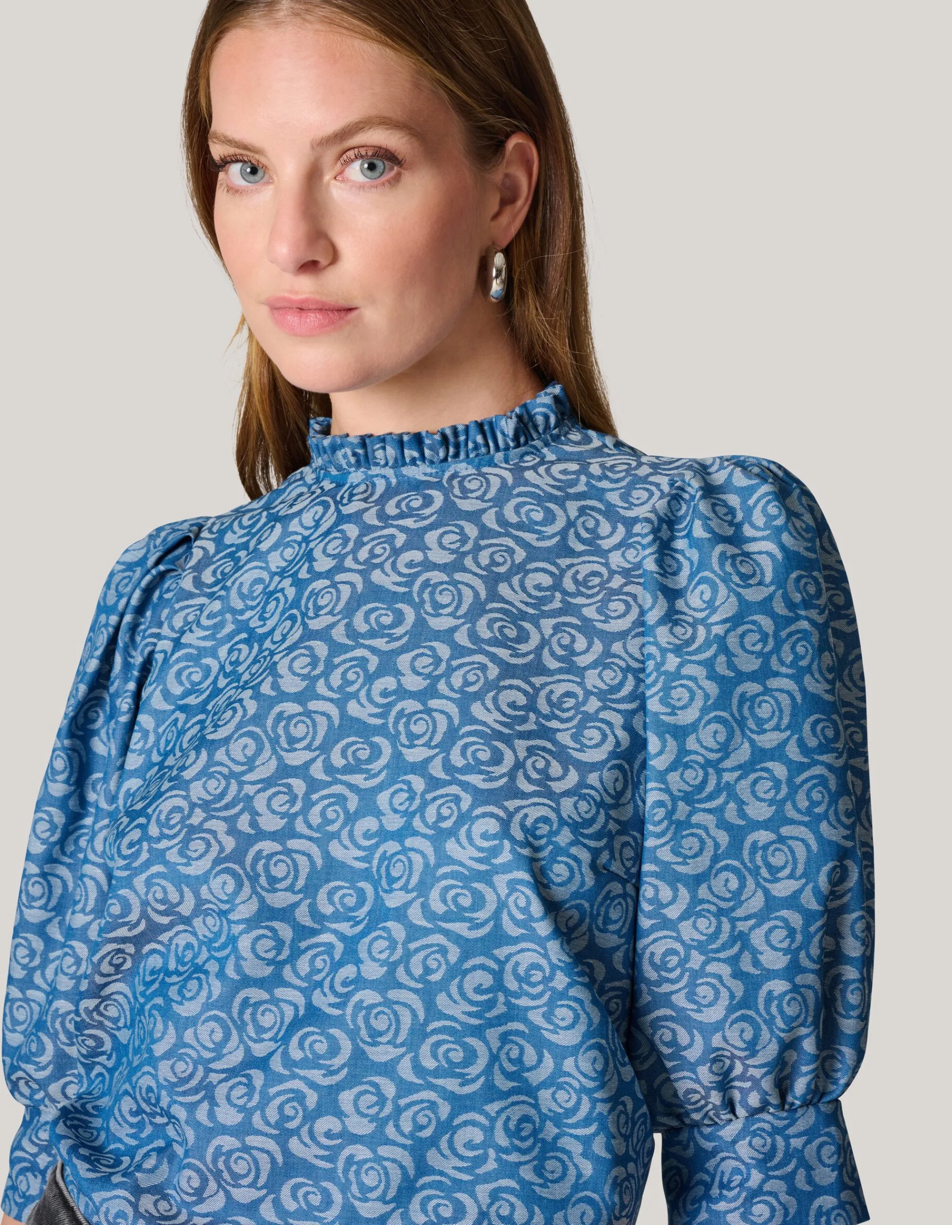 Shoeby Denim Printed Top Blauw<DAMES Tops
