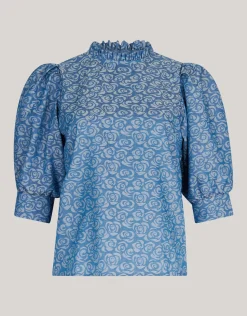Shoeby Denim Printed Top Blauw<DAMES Tops