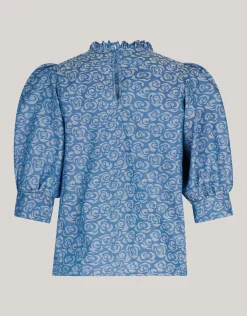 Shoeby Denim Printed Top Blauw<DAMES Tops