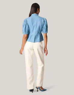 Shoeby Denim Strik Top Blauw<DAMES Tops