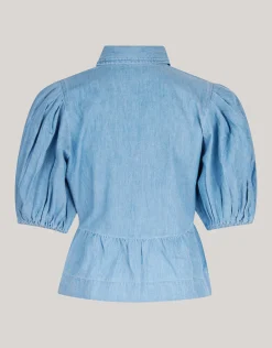 Shoeby Denim Strik Top Blauw<DAMES Tops