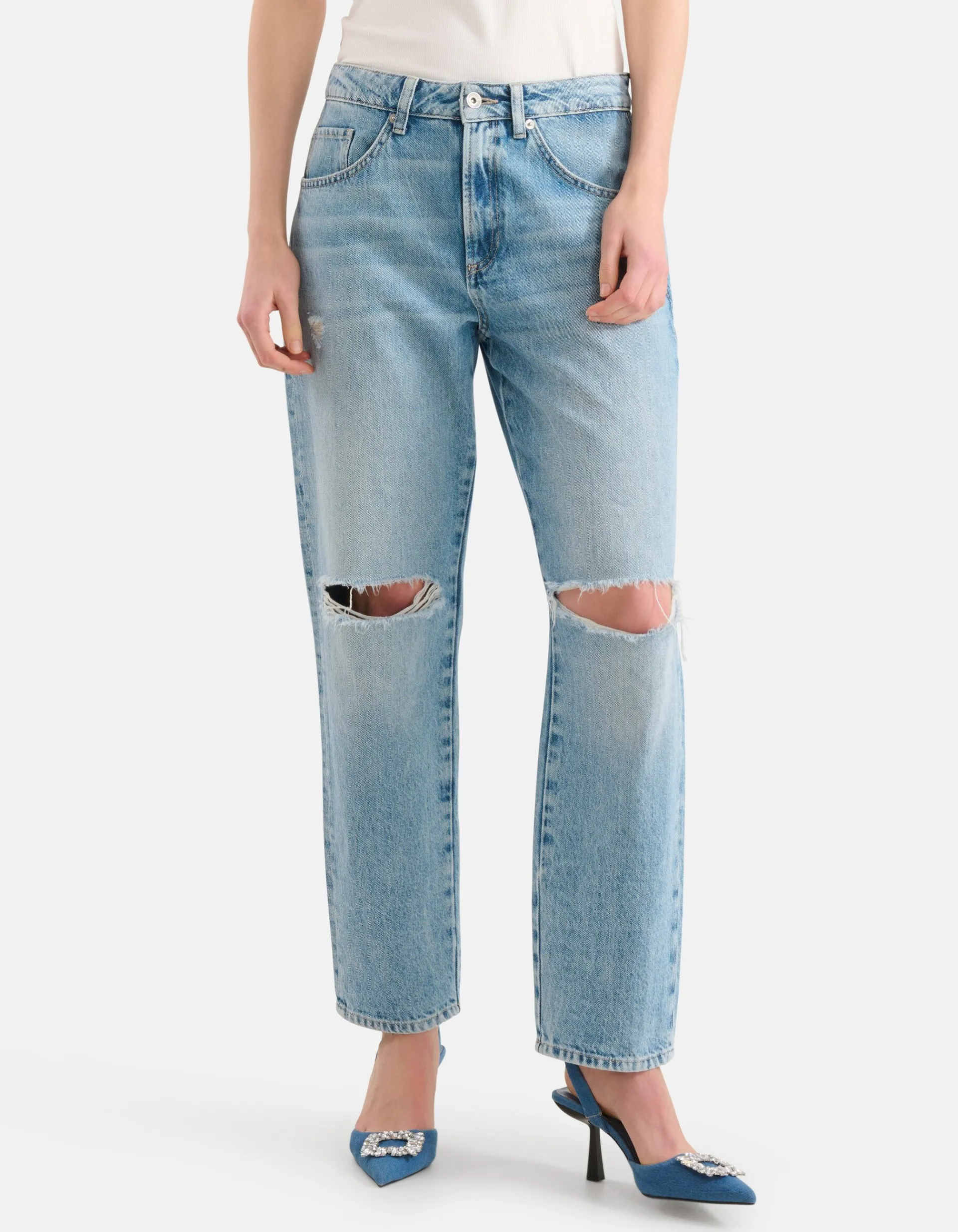 Shoeby Destroyed Straight Jeans L30<DAMES Jeans