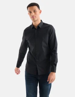 Shoeby Diagonaal Overhemd Zwart<Heren Overhemden