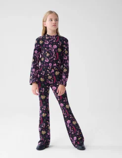Shoeby Doodle Print Rib Flared Legging Zwart< Broeken