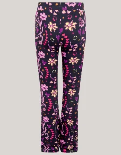 Shoeby Doodle Print Rib Flared Legging Zwart< Broeken