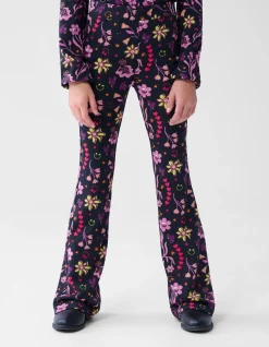 Shoeby Doodle Print Rib Flared Legging Zwart< Broeken