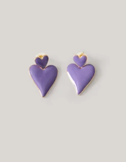 Shoeby Double Heart Oorbellen Paars<DAMES Sieraden