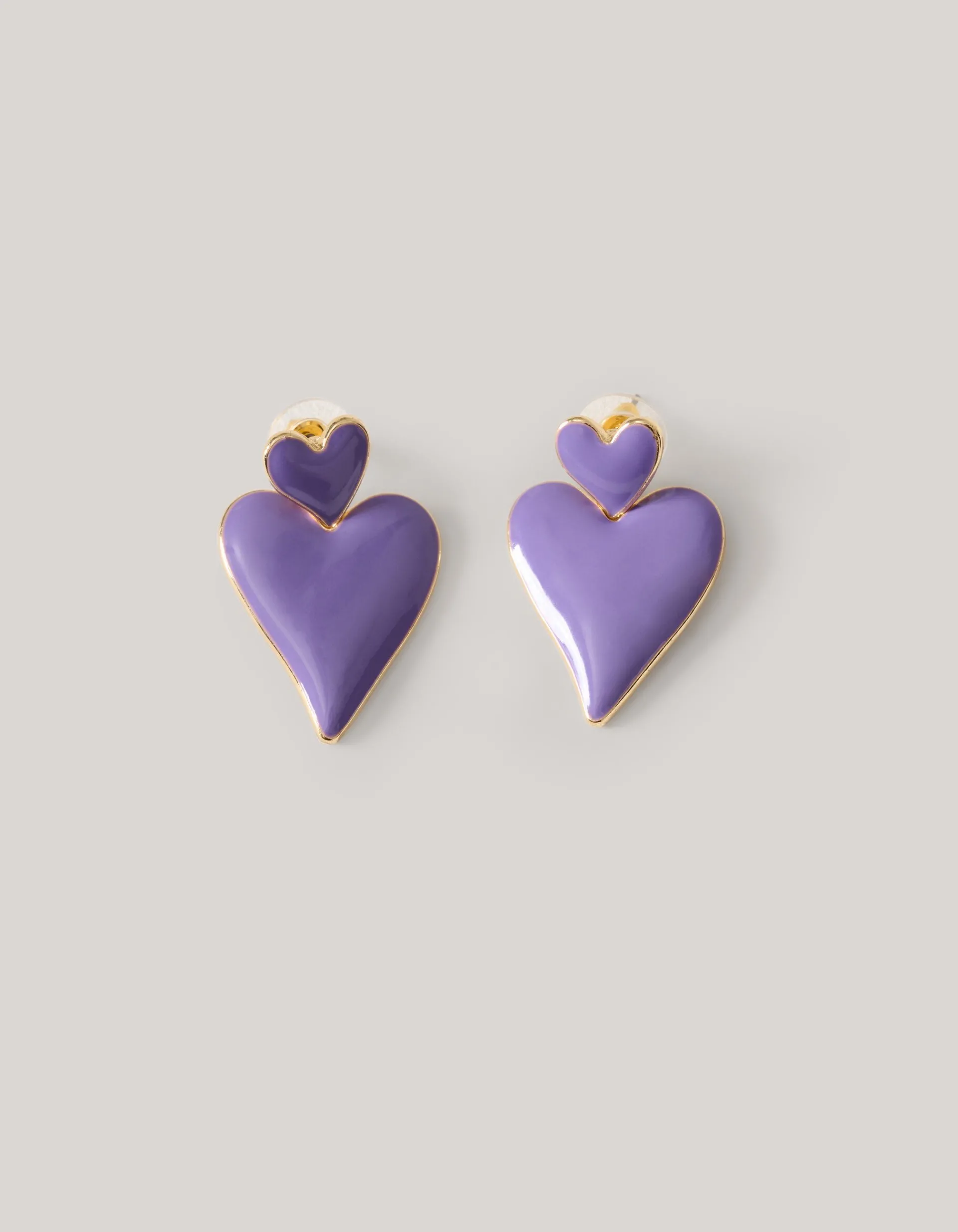 Shoeby Double Heart Oorbellen Paars<DAMES Sieraden