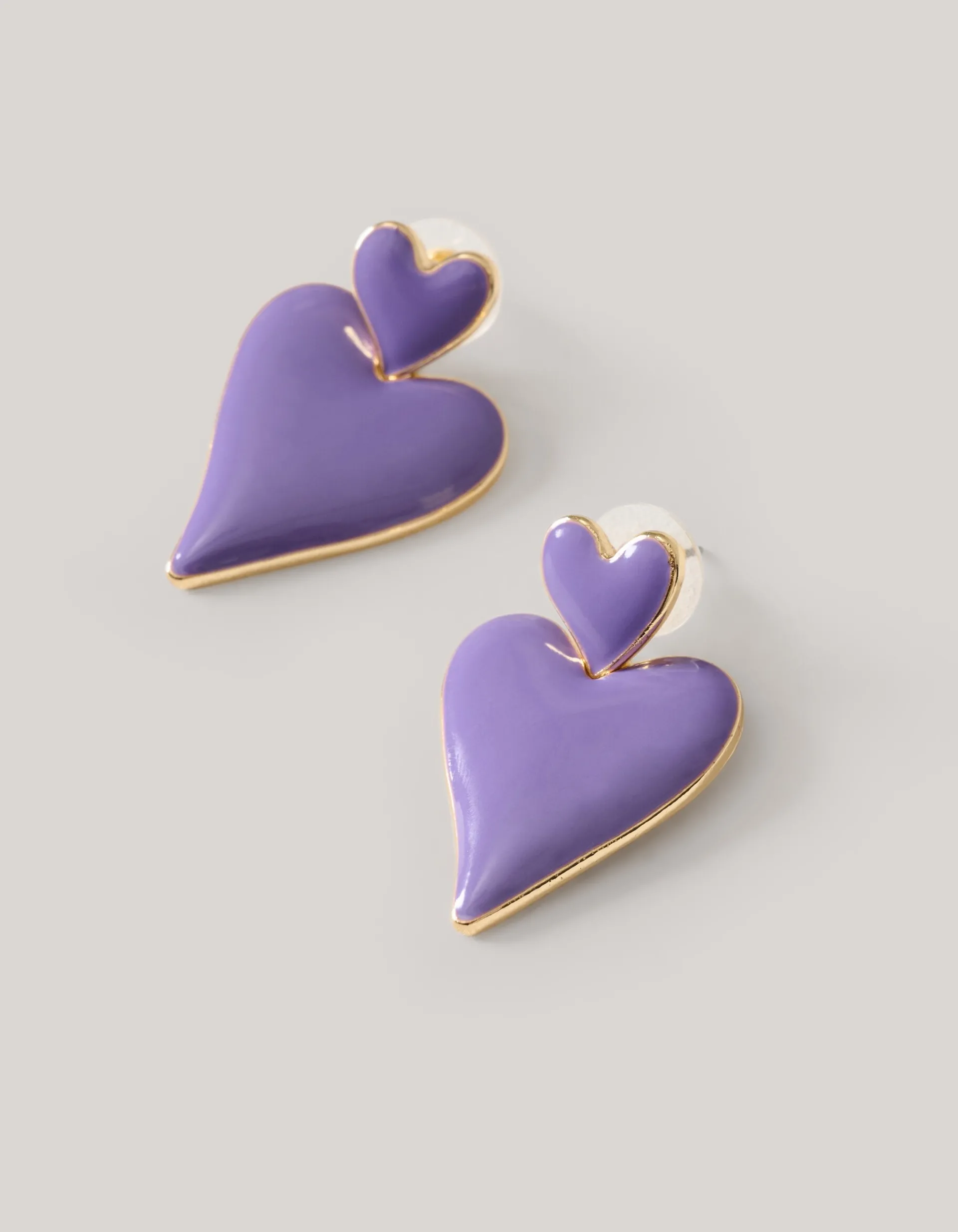 Shoeby Double Heart Oorbellen Paars<DAMES Sieraden