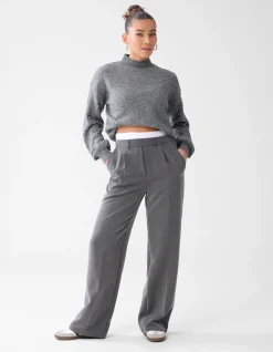 Shoeby Double Waistband Jogger Donkergrjis<DAMES Broeken