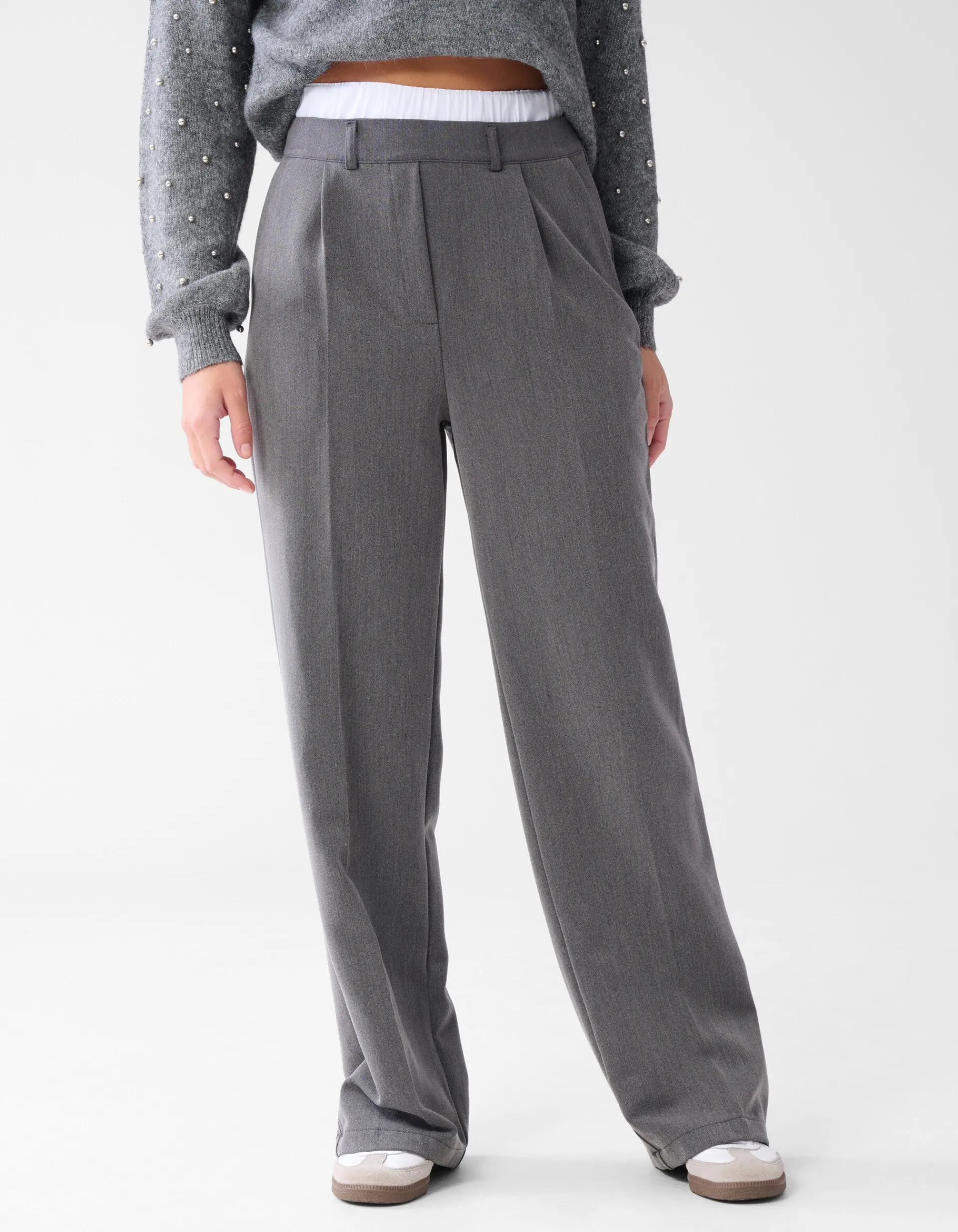 Shoeby Double Waistband Jogger Donkergrjis<DAMES Broeken