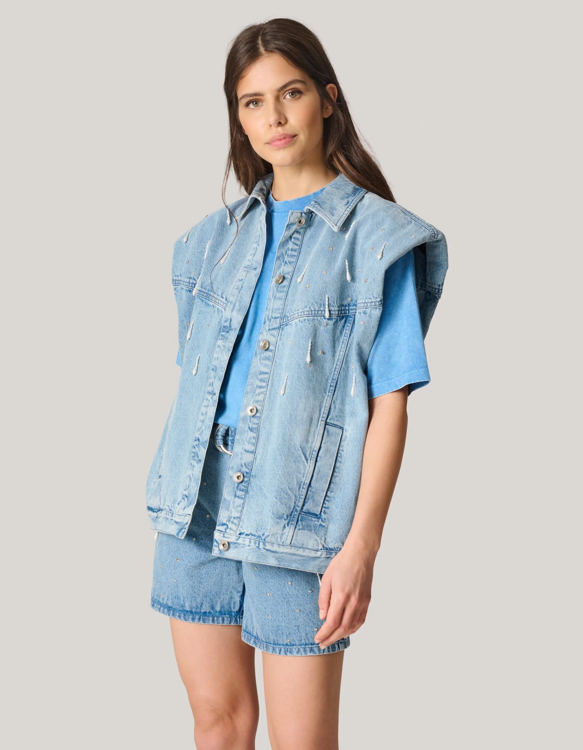 Shoeby Embellished Denim Gilet By Lizzy<DAMES Gilets