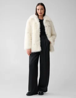 Shoeby Embellished Fake Fur Jas Gebroken Wit<DAMES Jassen