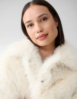 Shoeby Embellished Fake Fur Jas Gebroken Wit<DAMES Jassen