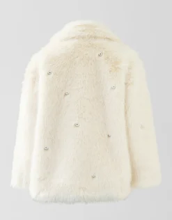 Shoeby Embellished Fake Fur Jas Gebroken Wit<DAMES Jassen