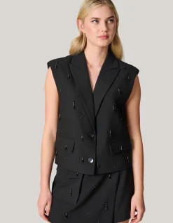 Shoeby Embellished Gilet Zwart<DAMES Gilets
