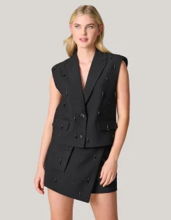 Shoeby Embellished Gilet Zwart<DAMES Gilets