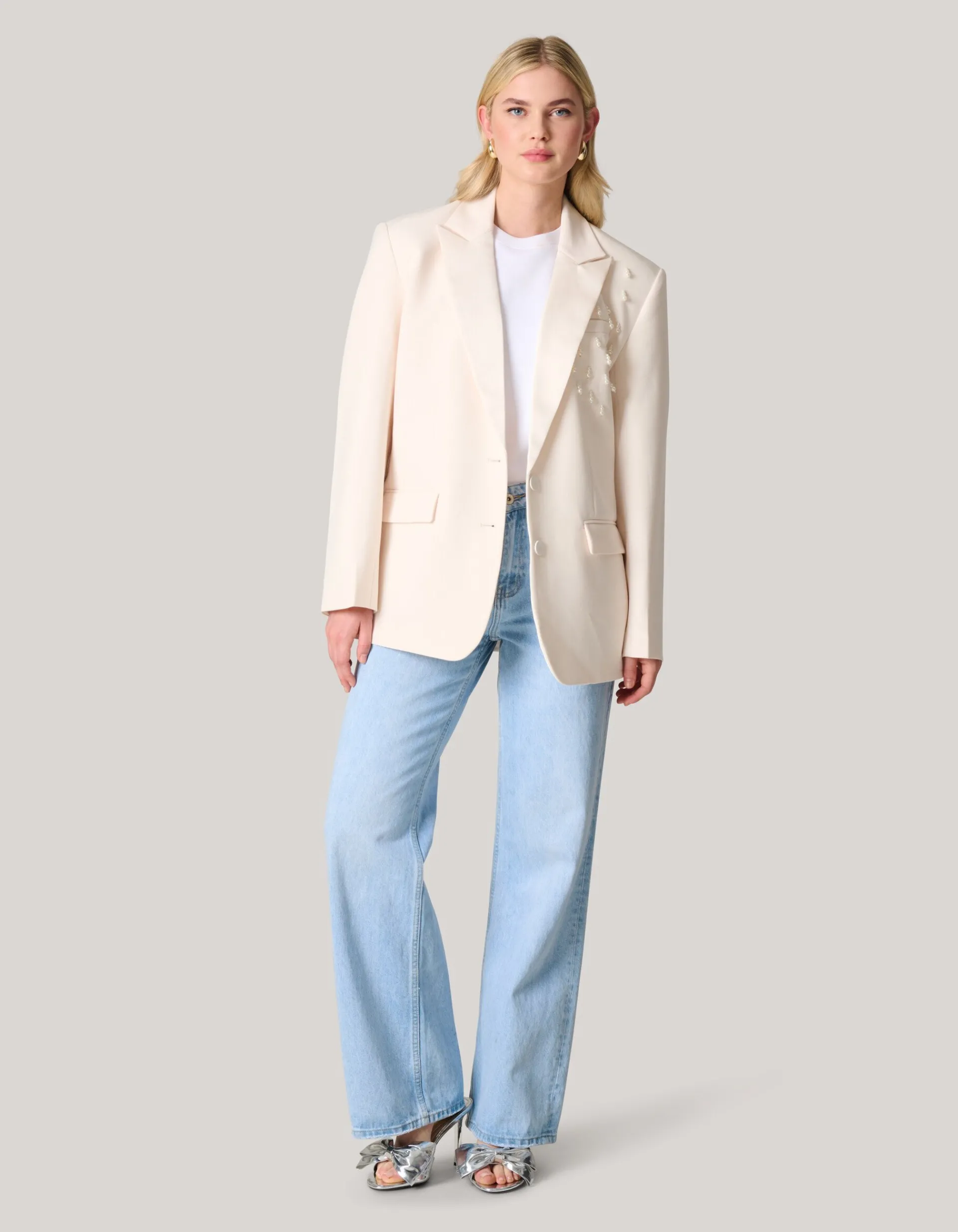Shoeby Embellished Oversized Blazer Gebroken Wit<DAMES Blazers