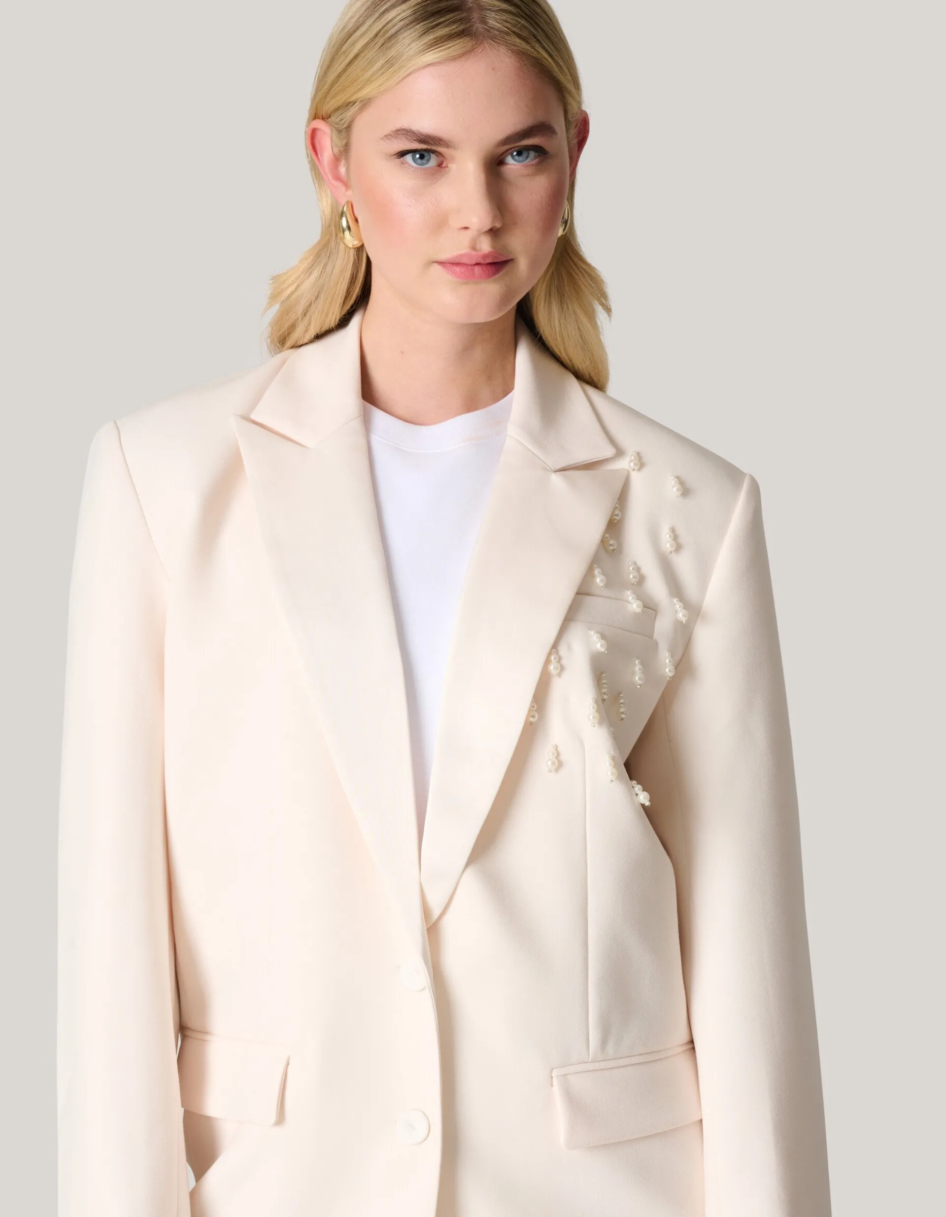 Shoeby Embellished Oversized Blazer Gebroken Wit<DAMES Blazers