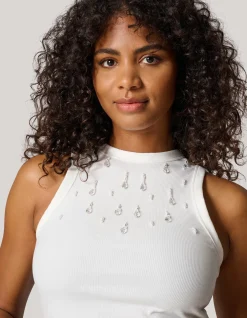 Shoeby Embellished Singlet Wit<DAMES Tops