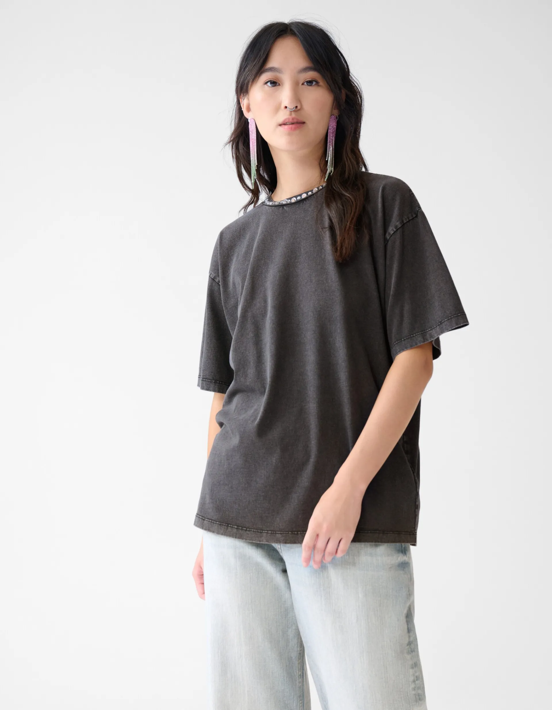 Shoeby Embellished T-shirt Donkergrijs By Fred<DAMES T-Shirts