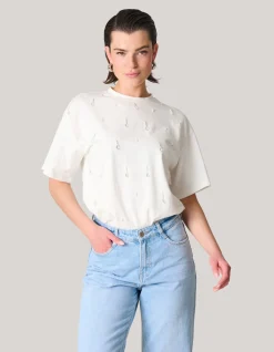 Shoeby Embellished T-shirt Wit<DAMES T-Shirts