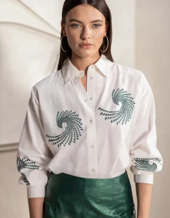 Shoeby Embroided Blouse Wit By Mieke<DAMES Blouses